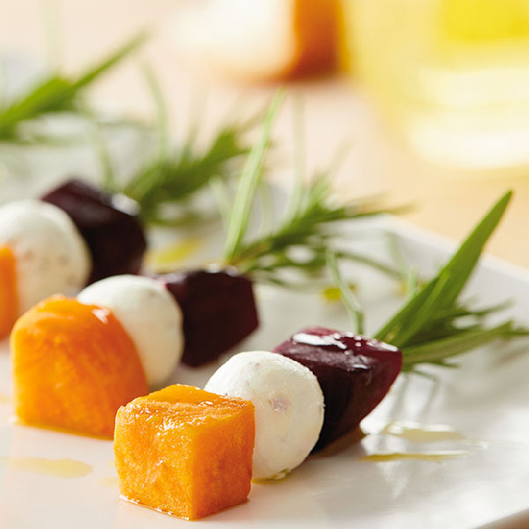 Beet, Orange and Cheese Skewers