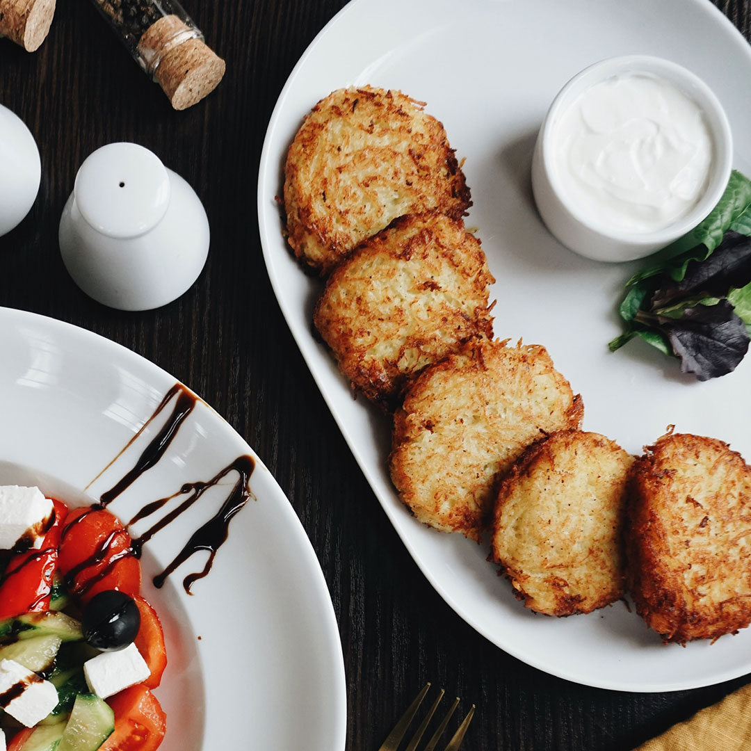 plated latkes