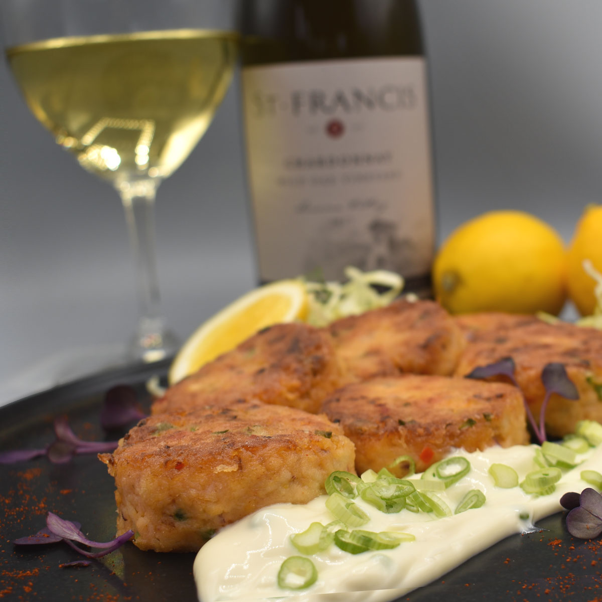 Dungeness Crab Cakes with Meyer Lemon &amp; Scallion Aioli