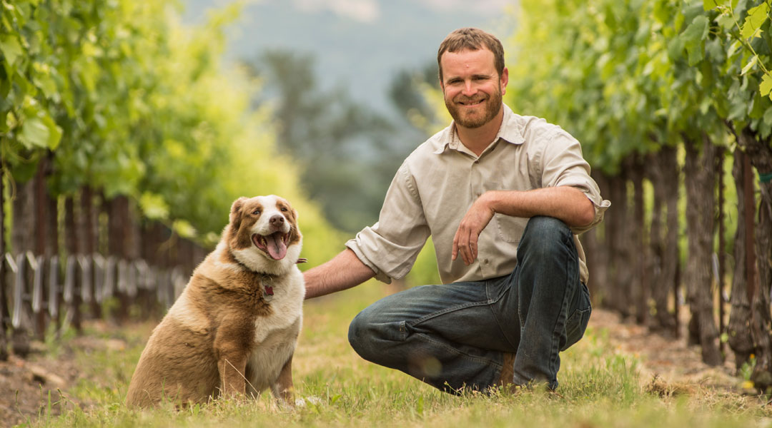 Jake Terrel of St. Francis Winery and his dog Willie