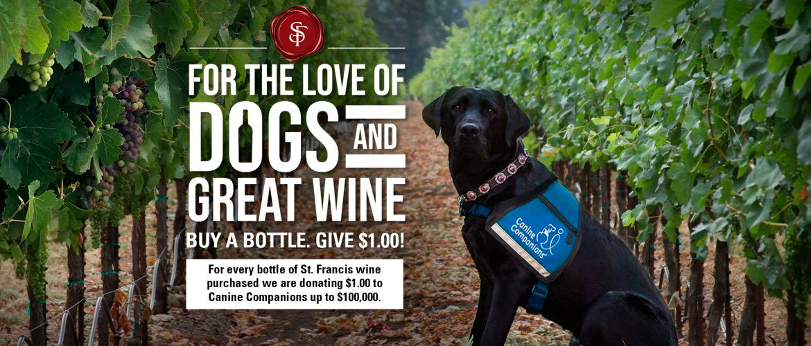 Donate to Canine Companions with your wine purcchase
