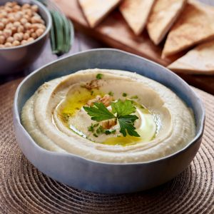 Fresh Spring Wine pairing: English Pea Hummus with Lemon Crème Fraîche